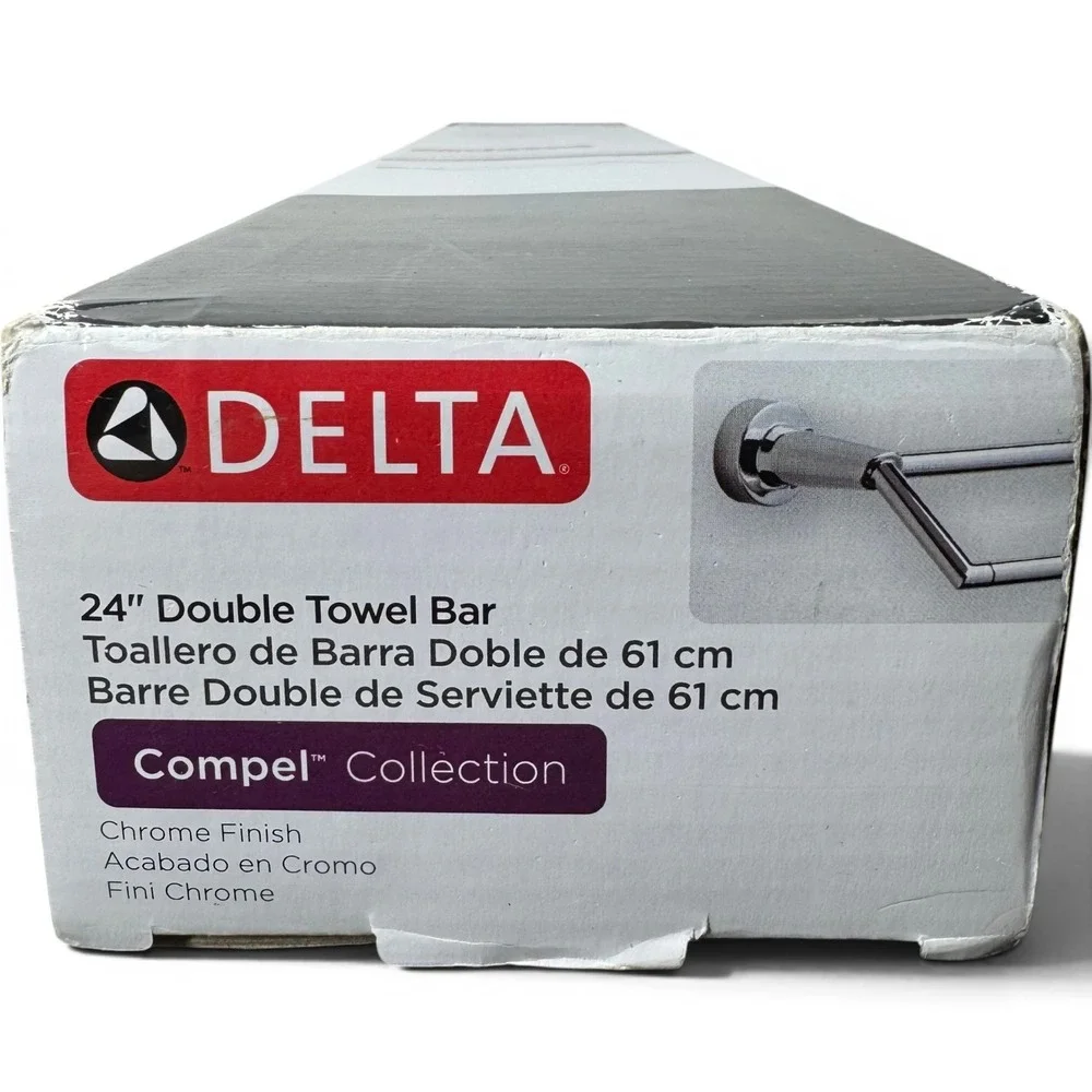 Delta Compel 24 Inch Double Towel Bar Chrome Finish Modern Wall Mount‎ 77125 NEW